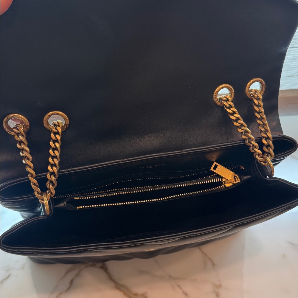 Saint Laurent Black Quilted Loulou Shoulder Bag with Gold Hardware - Picture 6 of 7